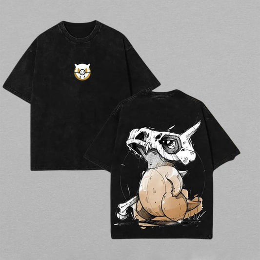 Cubone The Orphan Pokémon Skull | Retro Vintage Washed T-Shirt | Limited Edition Oversized Streetwear