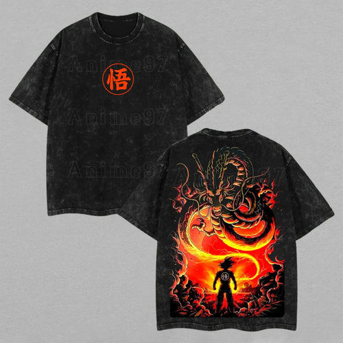 Son Goku & Shenron Dragon Ball Z | Retro Vintage Washed T-Shirt | Limited Edition Oversized Streetwear