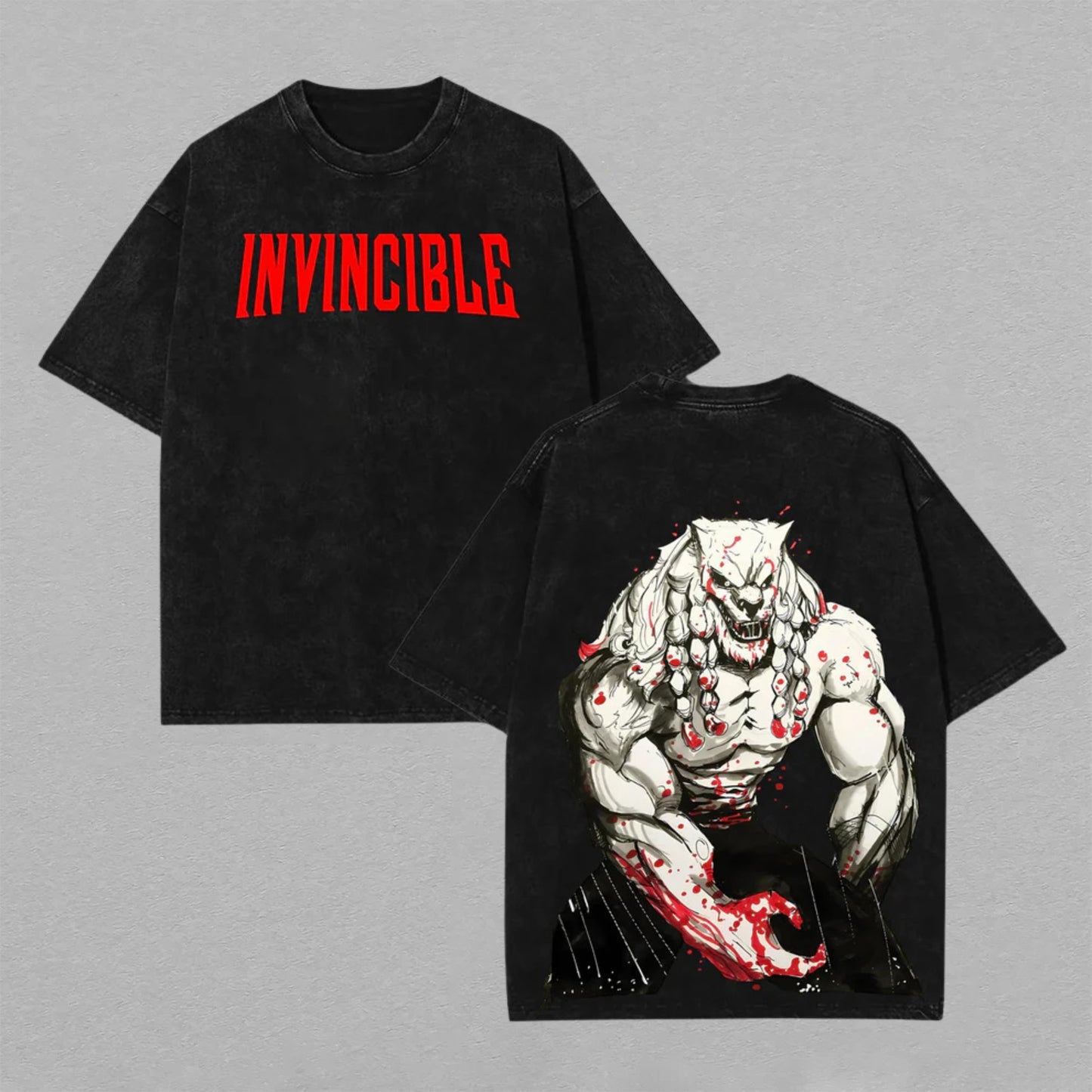 Battle Beast Invincible Viltrumite War | Double-Sided Retro Vintage Washed T-Shirt | Limited Edition Streetwear