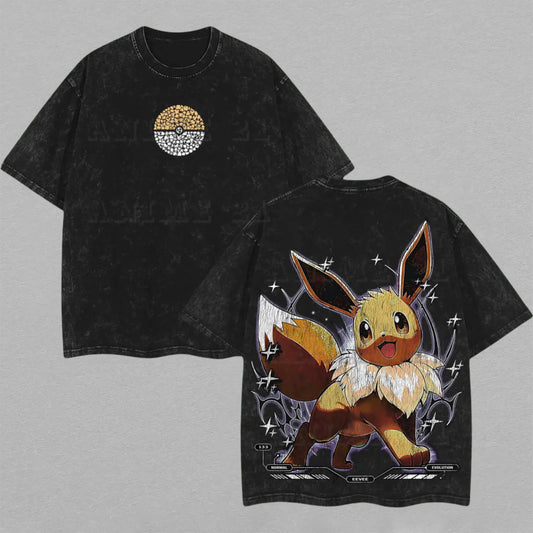 Eevee Evolution Pokémon Elemental Team | Retro Vintage Washed T-Shirt | Limited Edition Oversized Streetwear