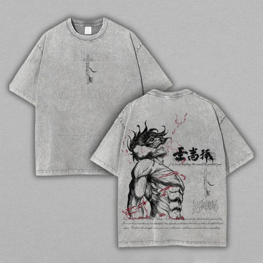 Eren Yeager Attack on Titan Founding Power | Retro Vintage Washed T-Shirt | Limited Edition Oversized Streetwear