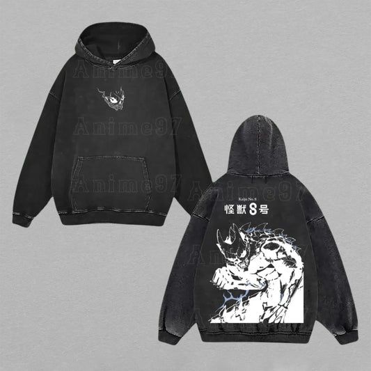 Kafka Hibino Kaiju No. 8 Monster | Double-Sided Retro Vintage Washed Hoodie | Limited Edition Streetwear