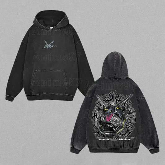 Mega Rayquaza Pokémon Delta Stream | Double-Sided Retro Vintage Washed Hoodie | Limited Edition Streetwear