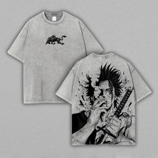Zaraki Kenpachi Bleach Division 11 Captain | Retro Vintage Washed T-Shirt | Limited Edition Oversized Streetwear