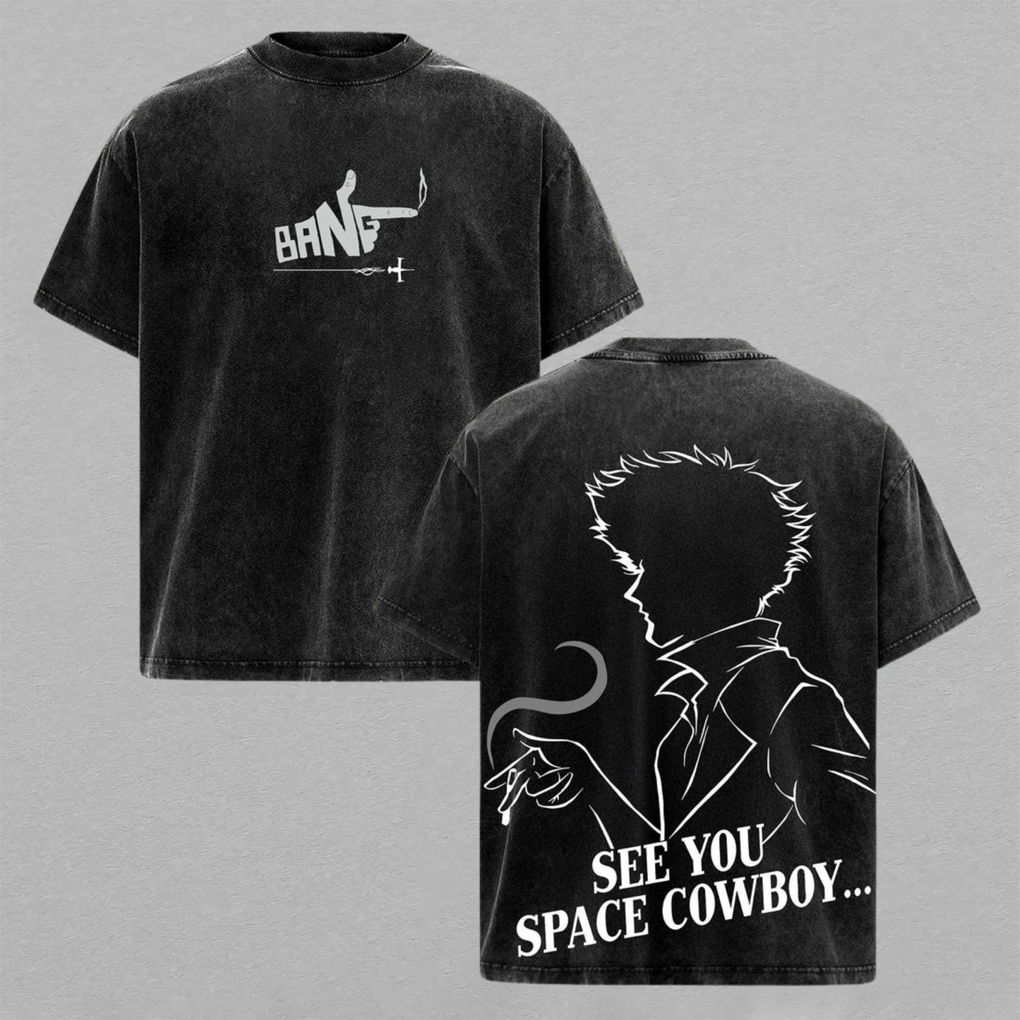 Spike Spiegel Cowboy Bebop Space Cowboy | Retro Vintage Washed T-Shirt | Limited Edition Oversized Streetwear
