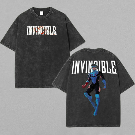 Mark Grayson Invincible Hero Pose | Retro Vintage Washed T-Shirt | Limited Edition Oversized Streetwear