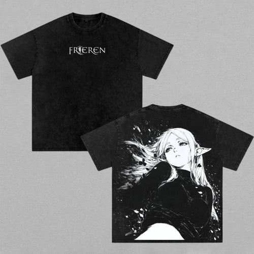 Frieren Beyond Journey's End Manga | Retro Vintage Washed T-Shirt | Limited Edition Oversized Streetwear