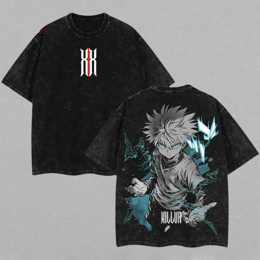 Killua Zoldyck Hunter x Hunter Godspeed | Double-Sided Retro Vintage Washed Hoodie | Limited Edition Streetwear