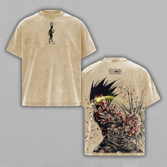 Gon Freecss Hunter x Hunter Adult Form | Double-Sided Retro Vintage Washed T-Shirt | Limited Edition Streetwear
