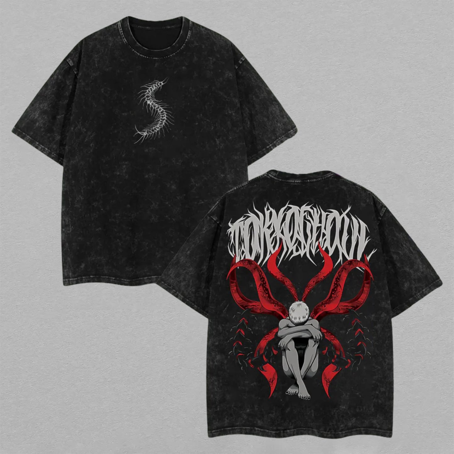 Ken Kaneki Tokyo Ghoul Kagune | Retro Vintage Washed T-Shirt | Limited Edition Oversized Streetwear