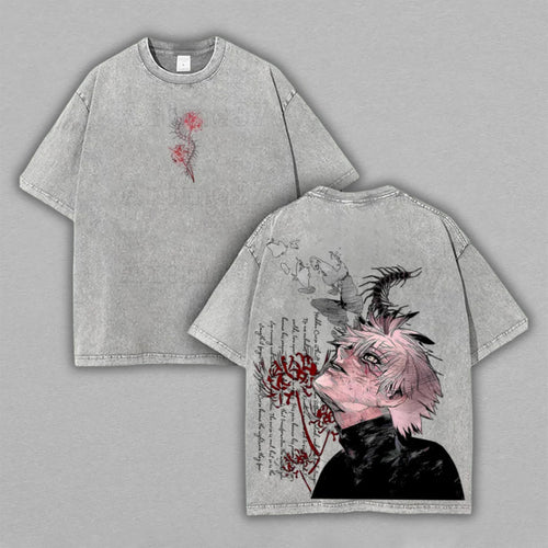 Ken Kaneki Tokyo Ghoul Anime Graphic | Retro Vintage Washed T-Shirt | Limited Edition Oversized Streetwear