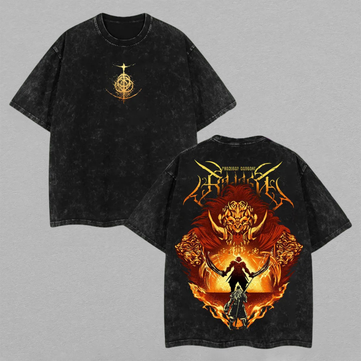 Starscourge Radahn vs Malenia Elden Ring | Retro Vintage Washed T-Shirt | Limited Edition Oversized Streetwear
