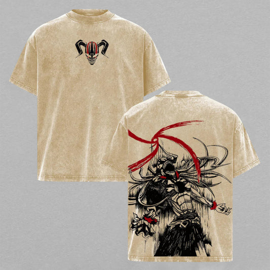 Ichigo Kurosaki Bleach Full Hollow Form | Double-Sided Retro Vintage Washed T-Shirt | Limited Edition Streetwear
