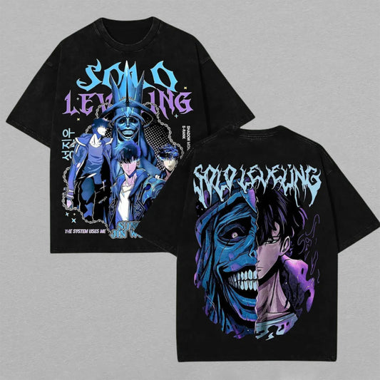 Sung Jinwoo Solo Leveling Arise Edition | Retro Vintage Washed T-Shirt | Limited Edition Oversized Streetwear