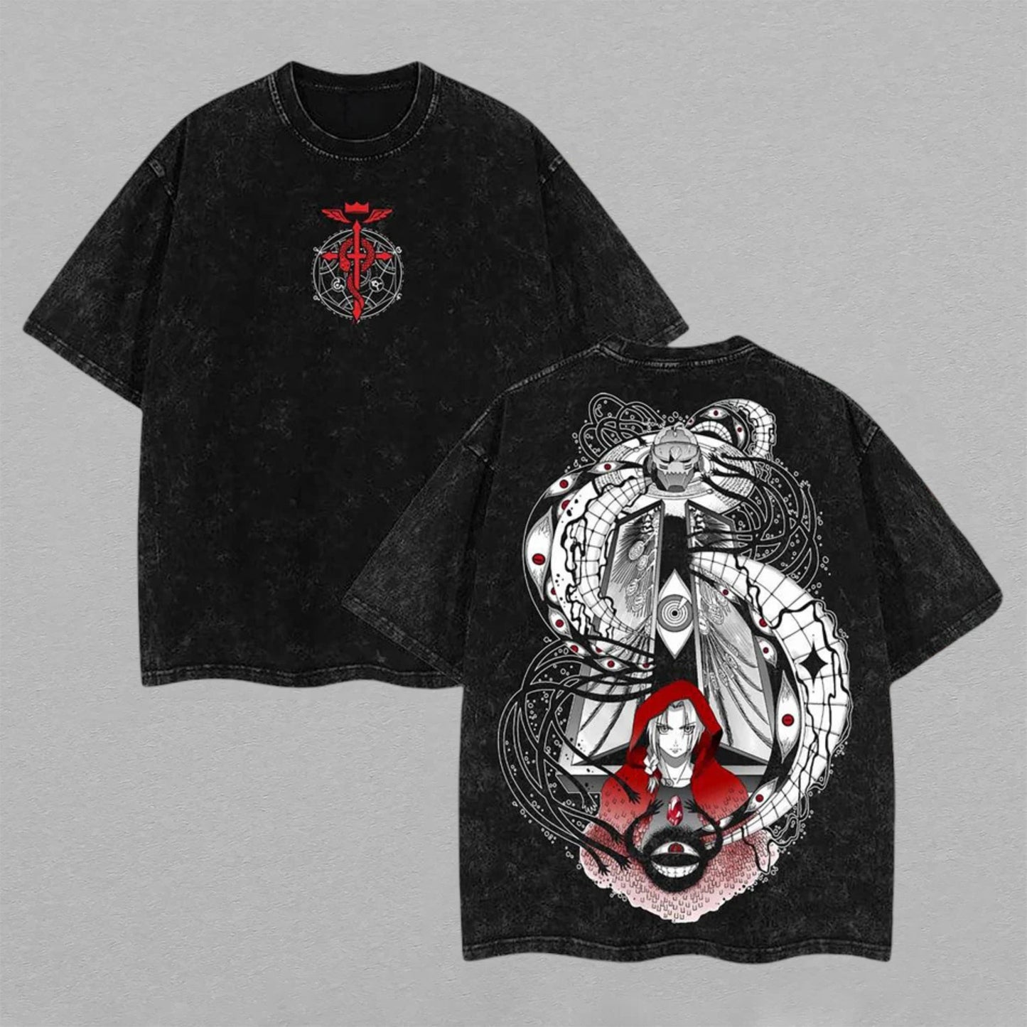 Edward Elric Fullmetal Alchemist Ouroboros | Retro Vintage Washed T-Shirt | Limited Edition Oversized Streetwear