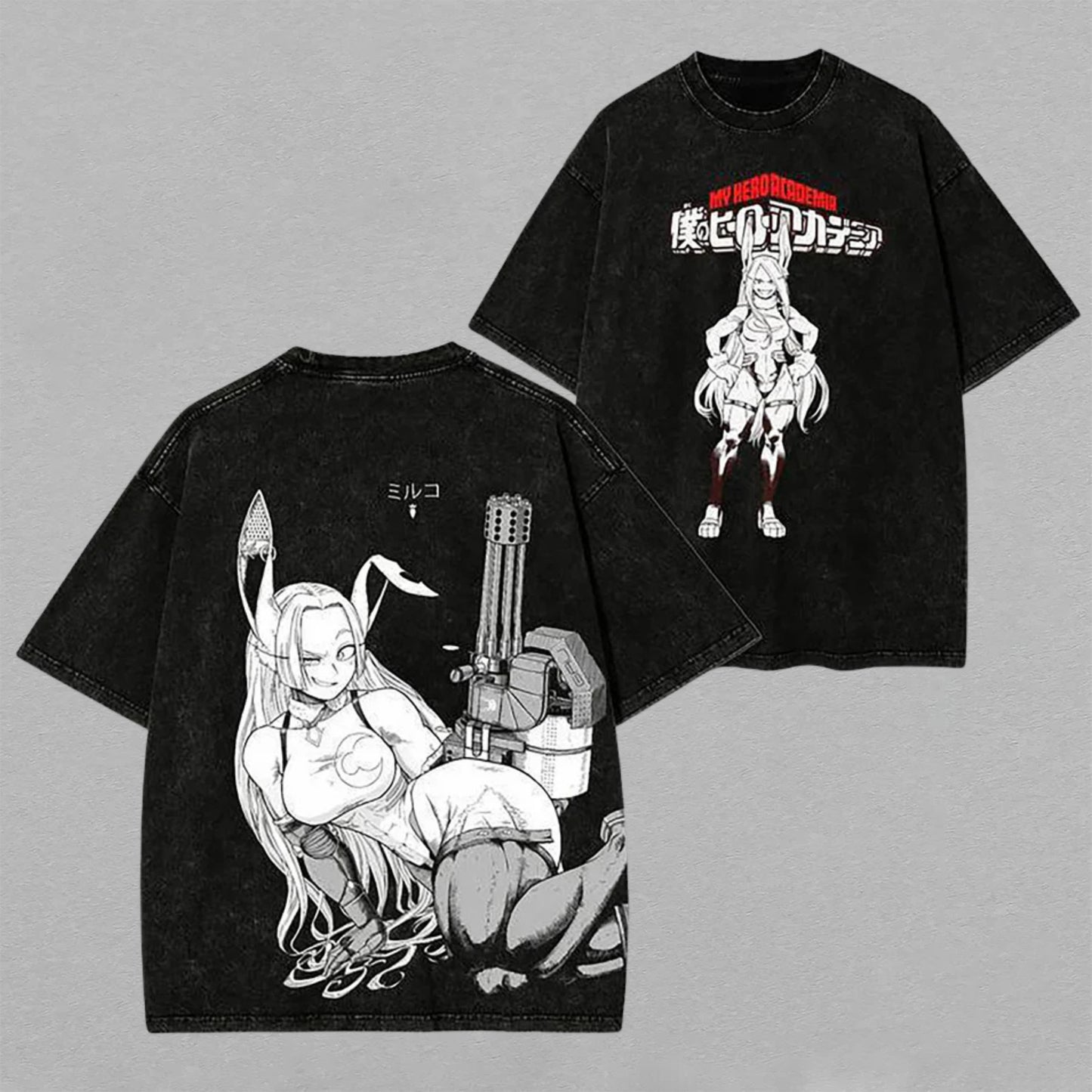Mirko My Hero Academia Rabbit Hero | Retro Vintage Washed T-Shirt | Limited Edition Oversized Streetwear