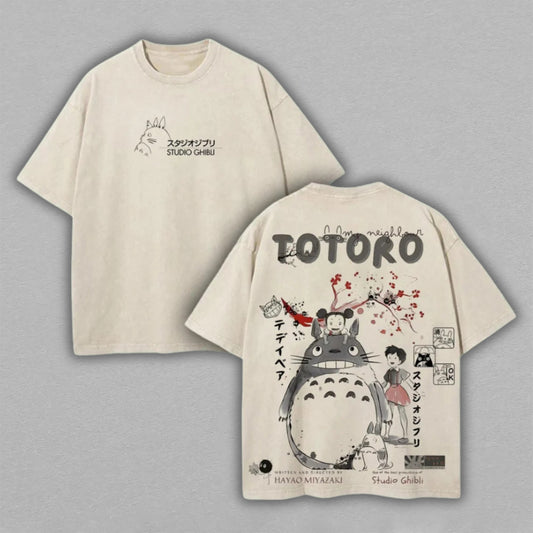 My Neighbor Totoro Studio Ghibli | Retro Vintage Washed T-Shirt | Limited Edition Oversized Streetwear