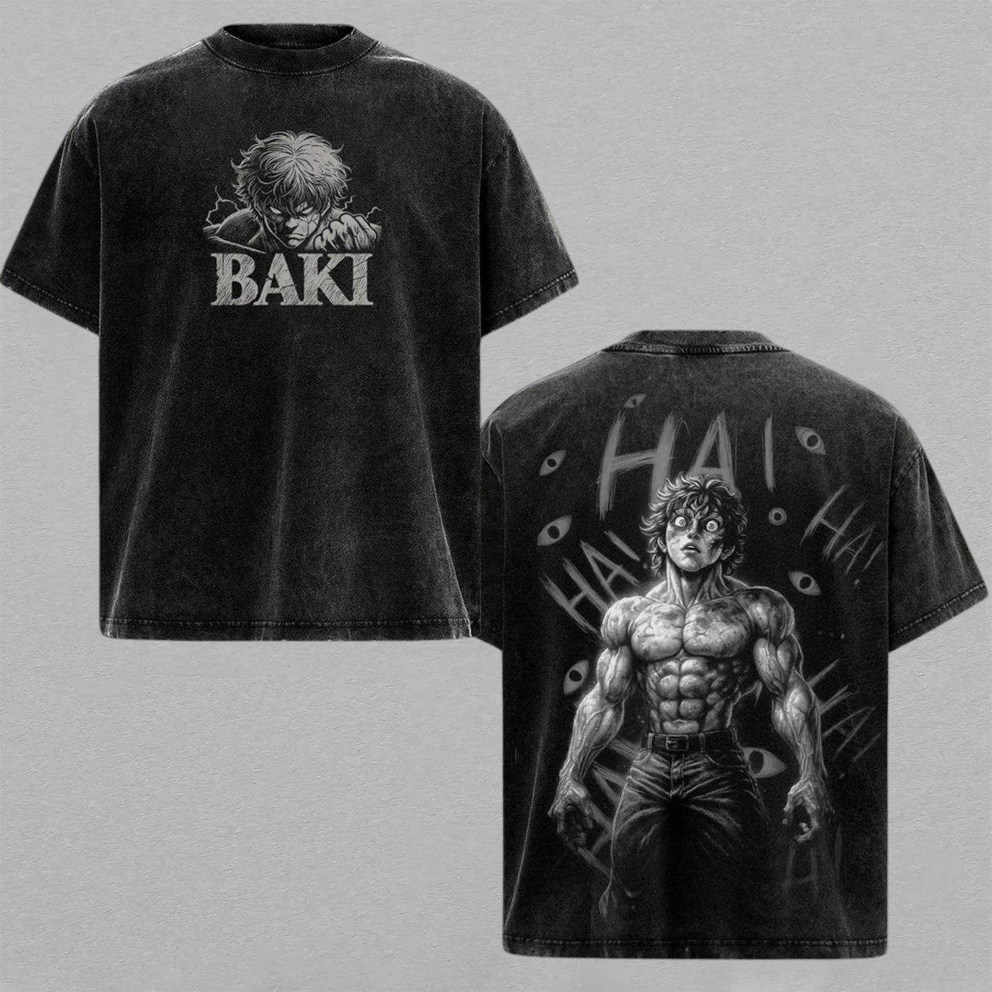 Baki Hanma The Grappler Martial Arts Manga | Retro Vintage Washed T-Shirt | Limited Edition Oversized Streetwear