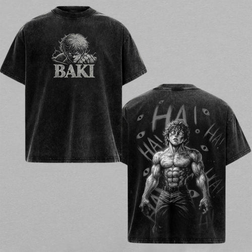 Baki Hanma The Grappler Martial Arts Manga | Retro Vintage Washed T-Shirt | Limited Edition Oversized Streetwear