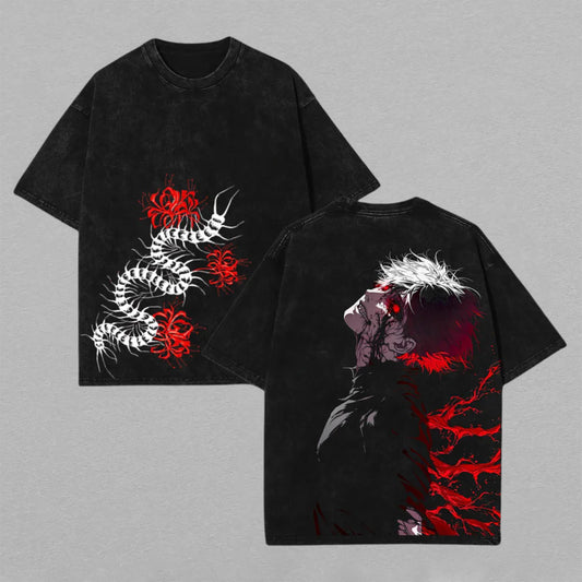 Ken Kaneki Tokyo Ghoul Centipede | Retro Vintage Washed T-Shirt | Limited Edition Oversized Streetwear