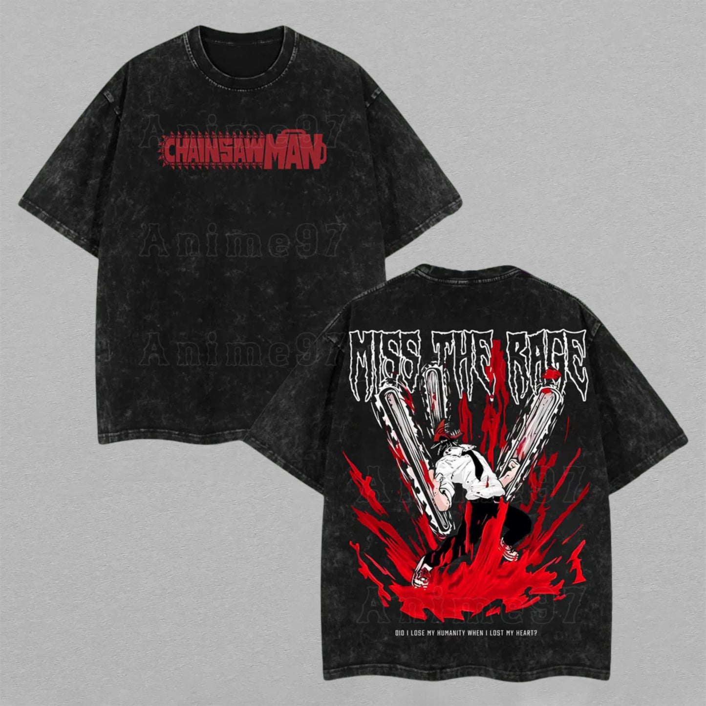 Chainsaw Man Miss The Rage Anime | Retro Vintage Washed T-Shirt | Limited Edition Oversized Streetwear