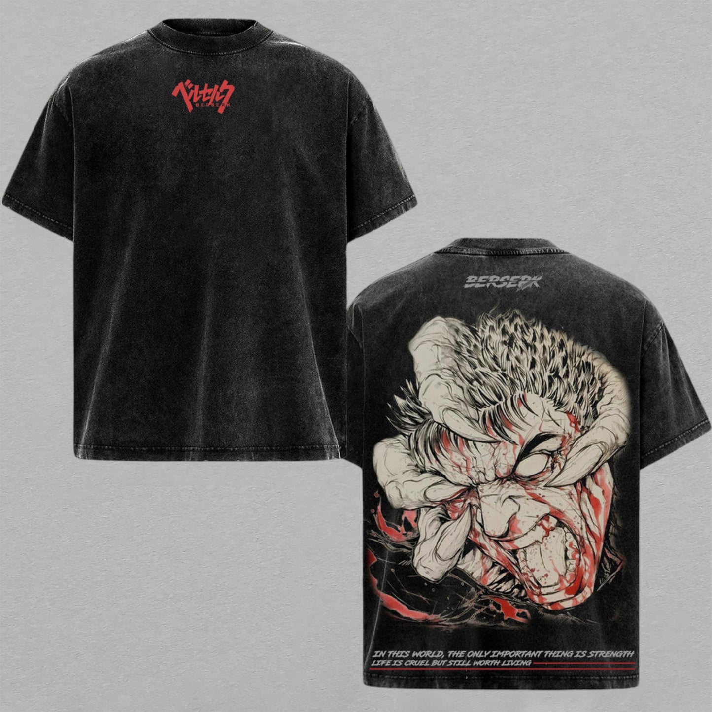 Guts Berserk Beast of Darkness | Retro Vintage Washed T-Shirt | Limited Edition Oversized Streetwear