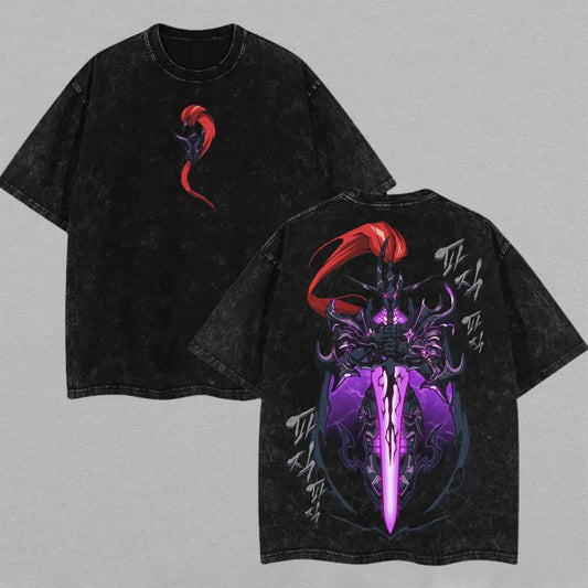 Igris Solo Leveling Blood-Red Commander | Retro Vintage Washed T-Shirt | Limited Edition Oversized Streetwear