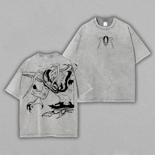 Hollow Ichigo Kurosaki Bleach Mask | Retro Vintage Washed T-Shirt | Limited Edition Oversized Streetwear