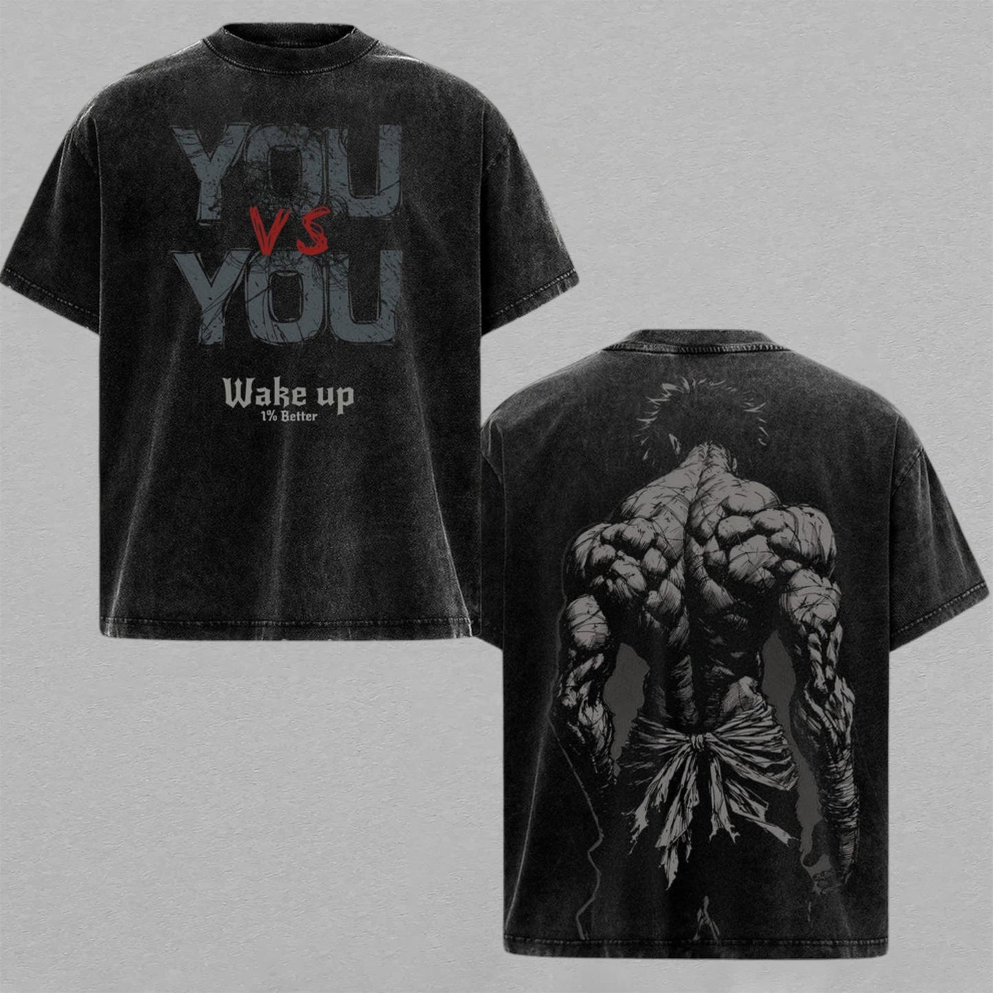 Baki Hanma The Grappler Anime Style | Retro Vintage Washed T-Shirt | Limited Edition Oversized Streetwear