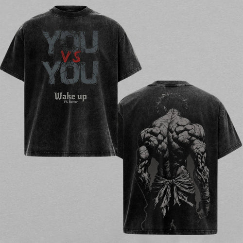 Baki Hanma The Grappler Anime Style | Retro Vintage Washed T-Shirt | Limited Edition Oversized Streetwear