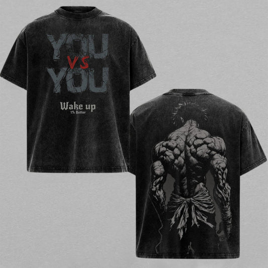 Baki Hanma The Grappler Anime Style | Retro Vintage Washed T-Shirt | Limited Edition Oversized Streetwear