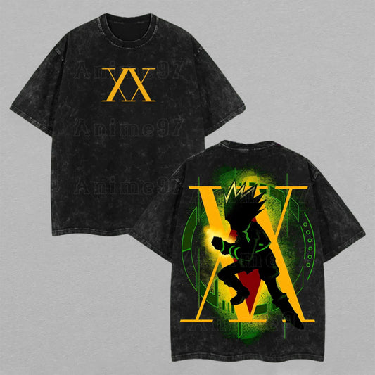 Gon Freecss Hunter x Hunter Jajanken | Retro Vintage Washed T-Shirt | Limited Edition Oversized Streetwear