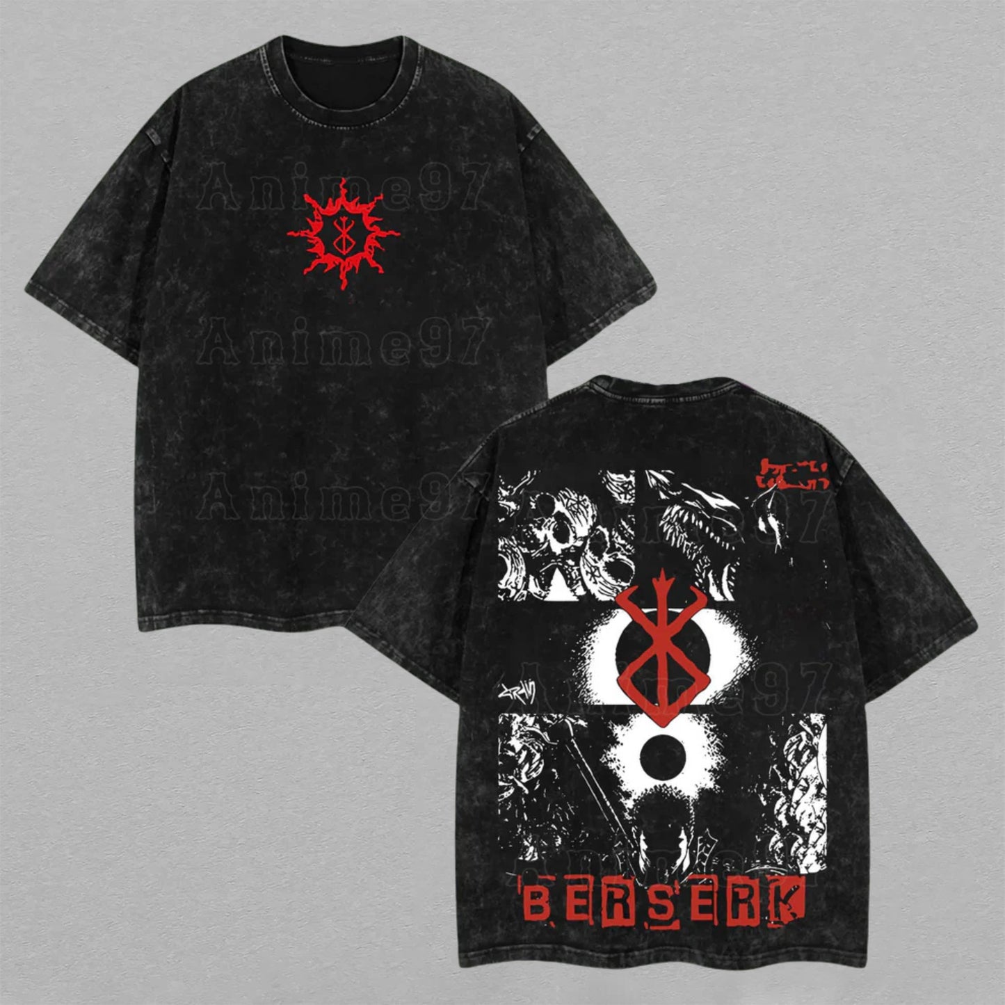Guts Berserk Brand of Sacrifice | Retro Vintage Washed T-Shirt | Limited Edition Oversized Streetwear