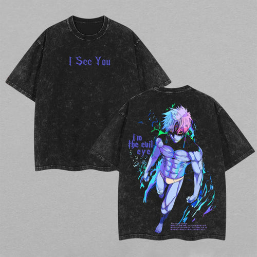 Ken Kaneki Tokyo Ghoul Eyepatch Mask | Retro Vintage Washed T-Shirt | Limited Edition Oversized Streetwear