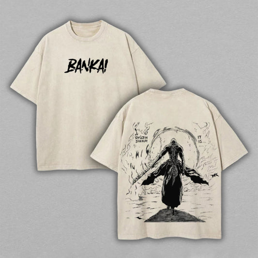 Yamamoto Genryusai Bleach Bankai | Retro Vintage Washed T-Shirt | Limited Edition Oversized Streetwear