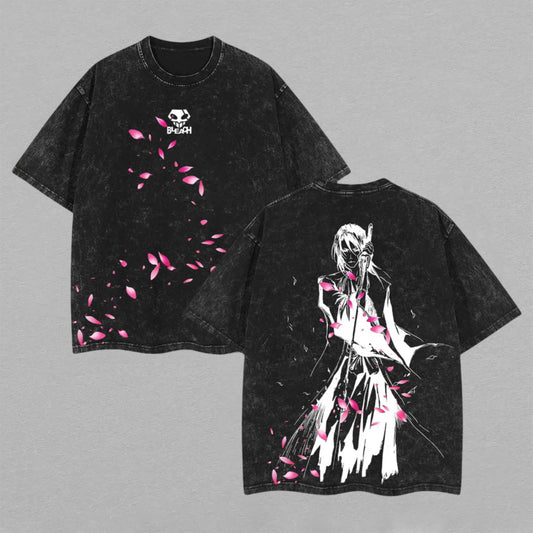 Byakuya Kuchiki Bleach Gotei 13 | Retro Vintage Washed T-Shirt | Limited Edition Oversized Streetwear