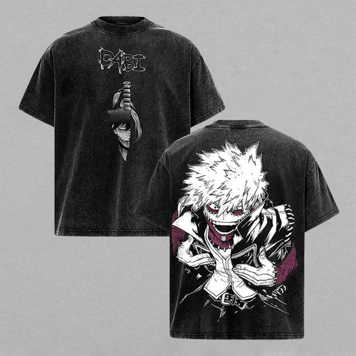 Dabi My Hero Academia Blueflame Villain | Retro Vintage Washed T-Shirt | Limited Edition Oversized Streetwear
