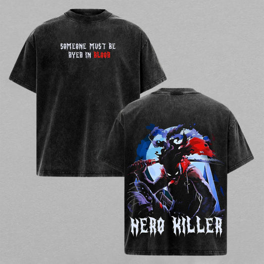Nero Secre Black Clover Swallowtail | Retro Vintage Washed T-Shirt | Limited Edition Oversized Streetwear