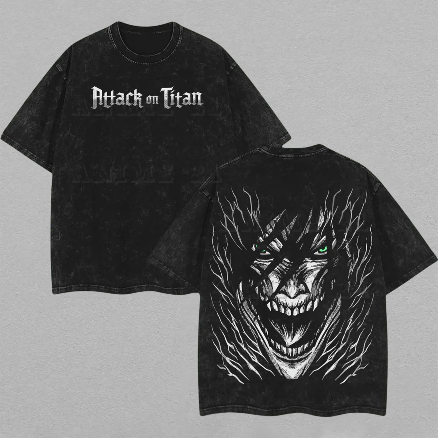 Eren Yeager Attack on Titan Shingeki no Kyojin | Retro Vintage Washed T-Shirt | Limited Edition Oversized Streetwear