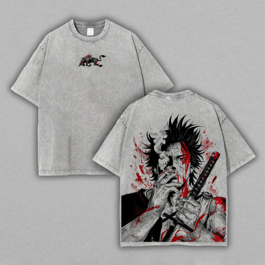 Captain Yami Black Clover Black Bulls | Double-Sided Retro Vintage Washed T-Shirt | Limited Edition Streetwear