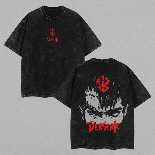 Guts Berserk Brand of Sacrifice Manga | Retro Vintage Washed T-Shirt | Limited Edition Oversized Streetwear