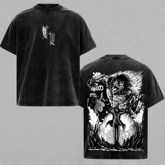 Annie Leonhart Attack on Titan Female Titan | Retro Vintage Washed T-Shirt | Limited Edition Oversized Streetwear