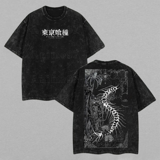 Ken Kaneki Tokyo Ghoul Dragon Form | Retro Vintage Washed T-Shirt | Limited Edition Oversized Streetwear