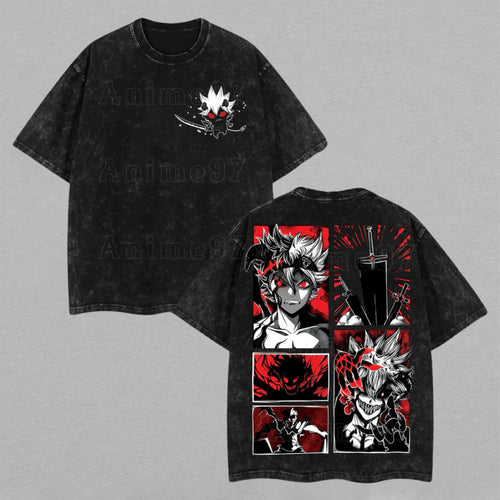 Asta Black Clover Demon Form | Retro Vintage Washed T-Shirt | Limited Edition Oversized Streetwear