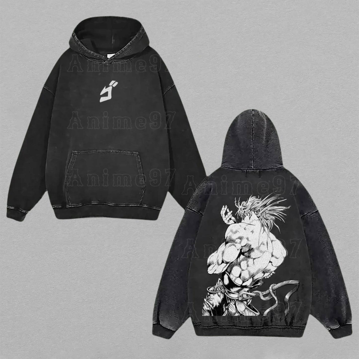 Dio Brando JoJo's Bizarre Adventure The World | Double-Sided Retro Vintage Washed Hoodie | Limited Edition Streetwear