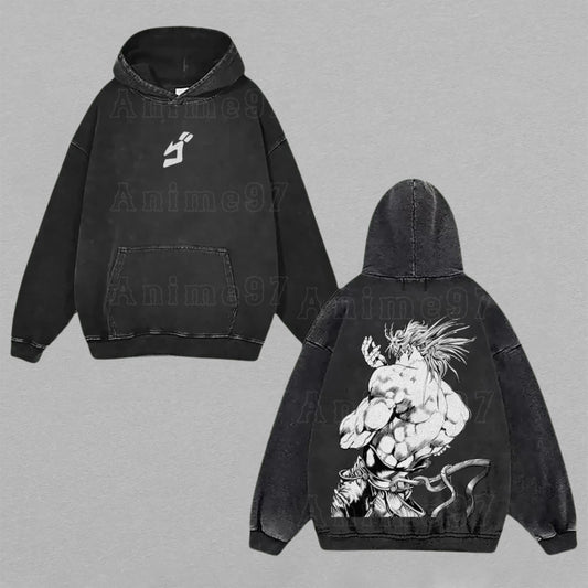 Dio Brando JoJo's Bizarre Adventure The World | Double-Sided Retro Vintage Washed Hoodie | Limited Edition Streetwear