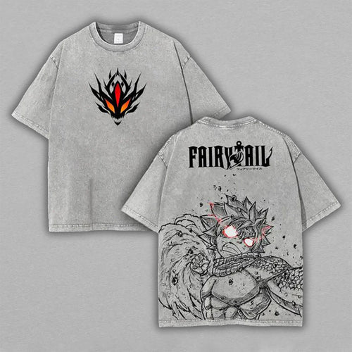 Natsu Dragneel Fairy Tail Dragon Slayer | Retro Vintage Washed T-Shirt | Limited Edition Oversized Streetwear