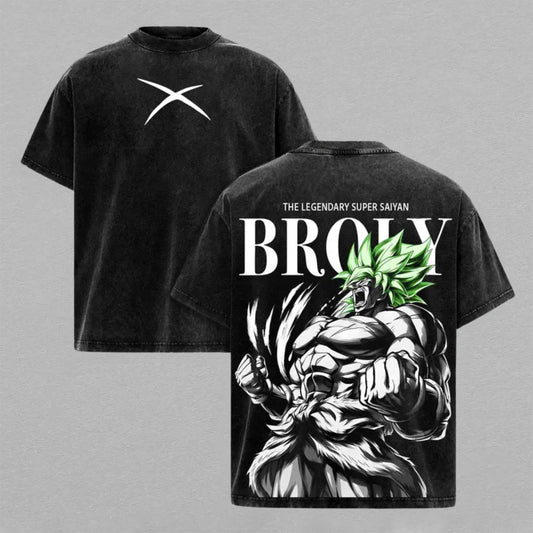 Broly Legendary Super Saiyan Anime Washed T-shirt Limited Retro Vintage Oversized Streetwear Graphic Tee for Dragon Ball Fans