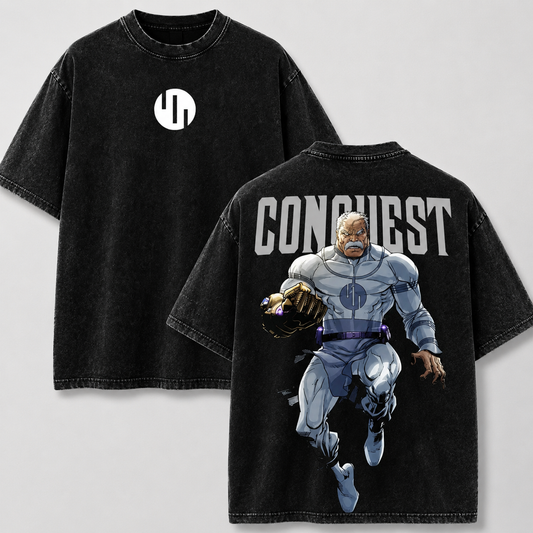 Conquest Invincible Viltrumite Warrior Washed T-shirt Limited Retro Vintage Oversized Streetwear Comic Graphic Tee Gift for Fans