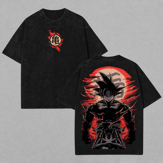 Retro Vintage Limited Goku Washed T-Shirt Dragon Ball Z Anime Graphic Tee Oversized Streetwear Gift for Saiyan Fans